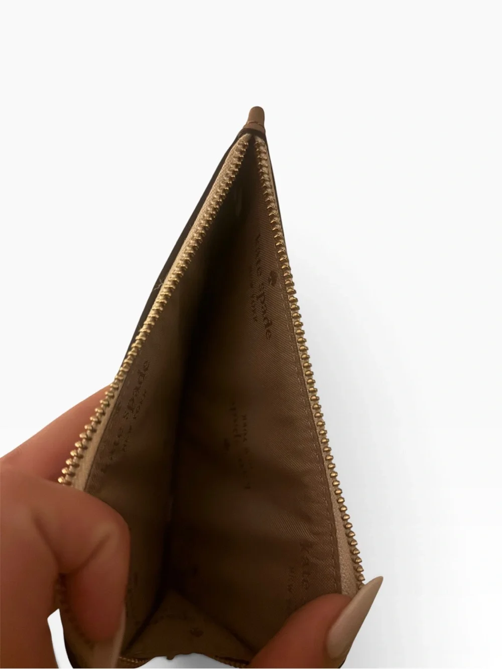 kate spade Brown Saffiano Zip Card Case
